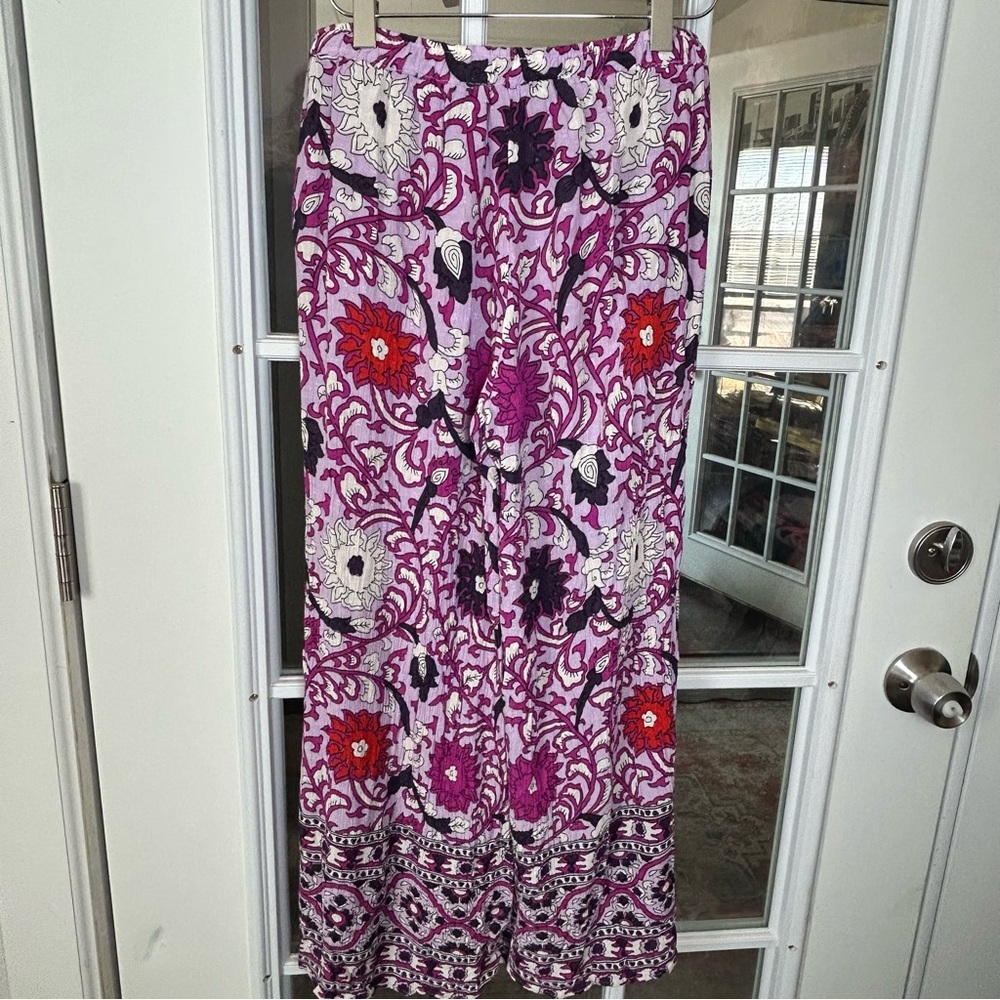 Cynthia Rowley Floral Purple Wide‎ Leg Pants Size Small - Picture 9 of 14